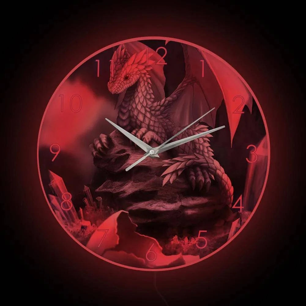 Enchanted Baby Dragon LED Wall Clock - Glow-in-the-Dark Fantasy Decor for Kids' Rooms