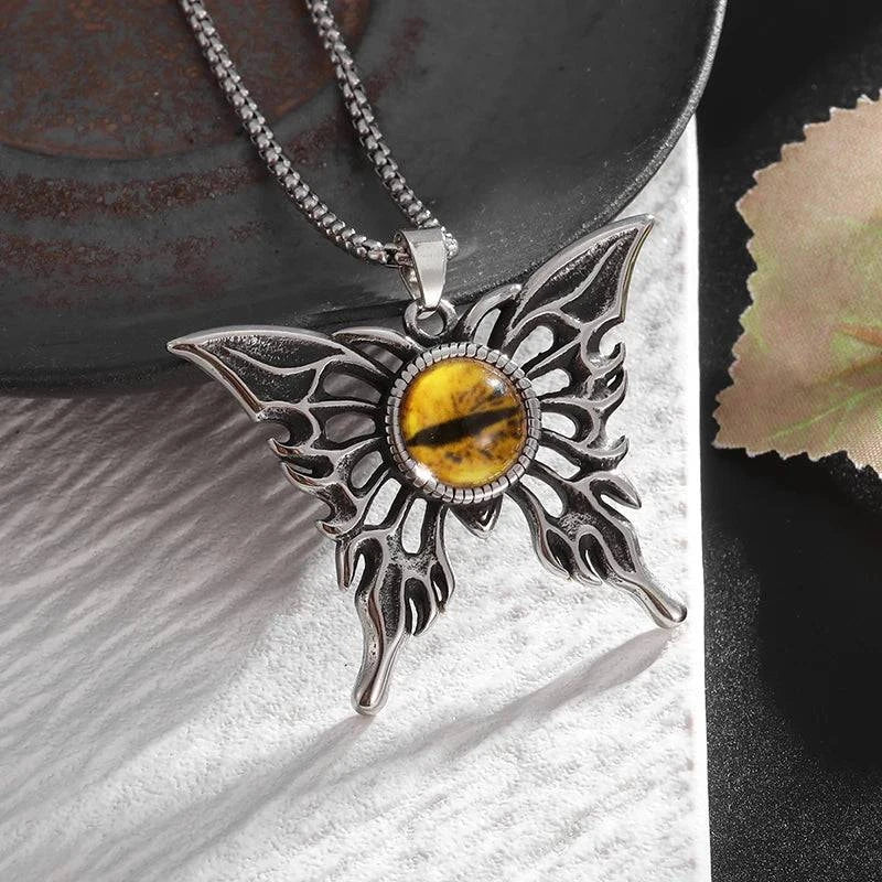 Enchanted Eye of Protection Necklace - Silver Butterfly Amulet for Adventurers and Guardians - The Adventurer's Chest