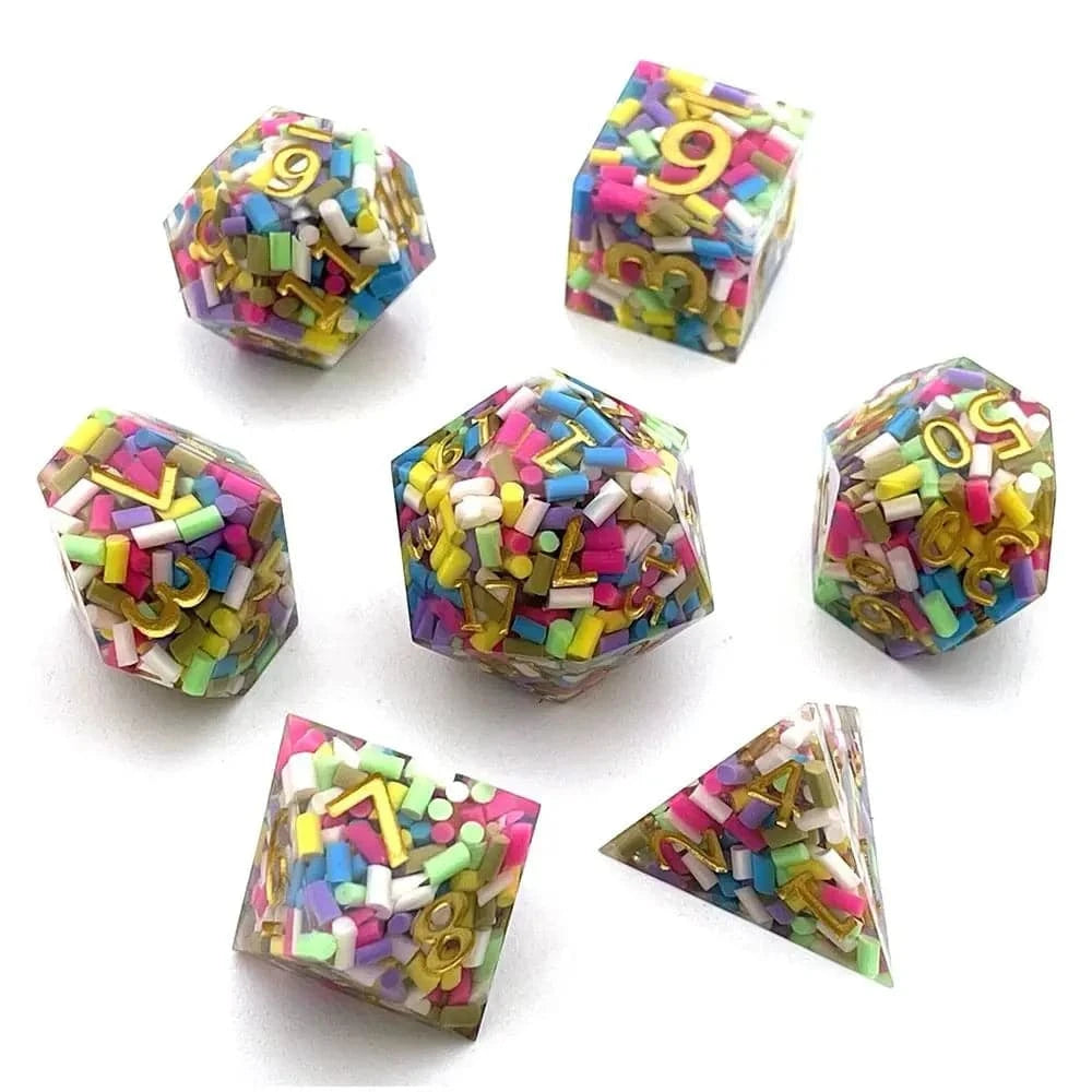 7Pcs Polyhedral Resin Dice Set Dices Table Games Accessory D6 D8 D10 D12 D20 For D&d DND - The Adventurer's Chest