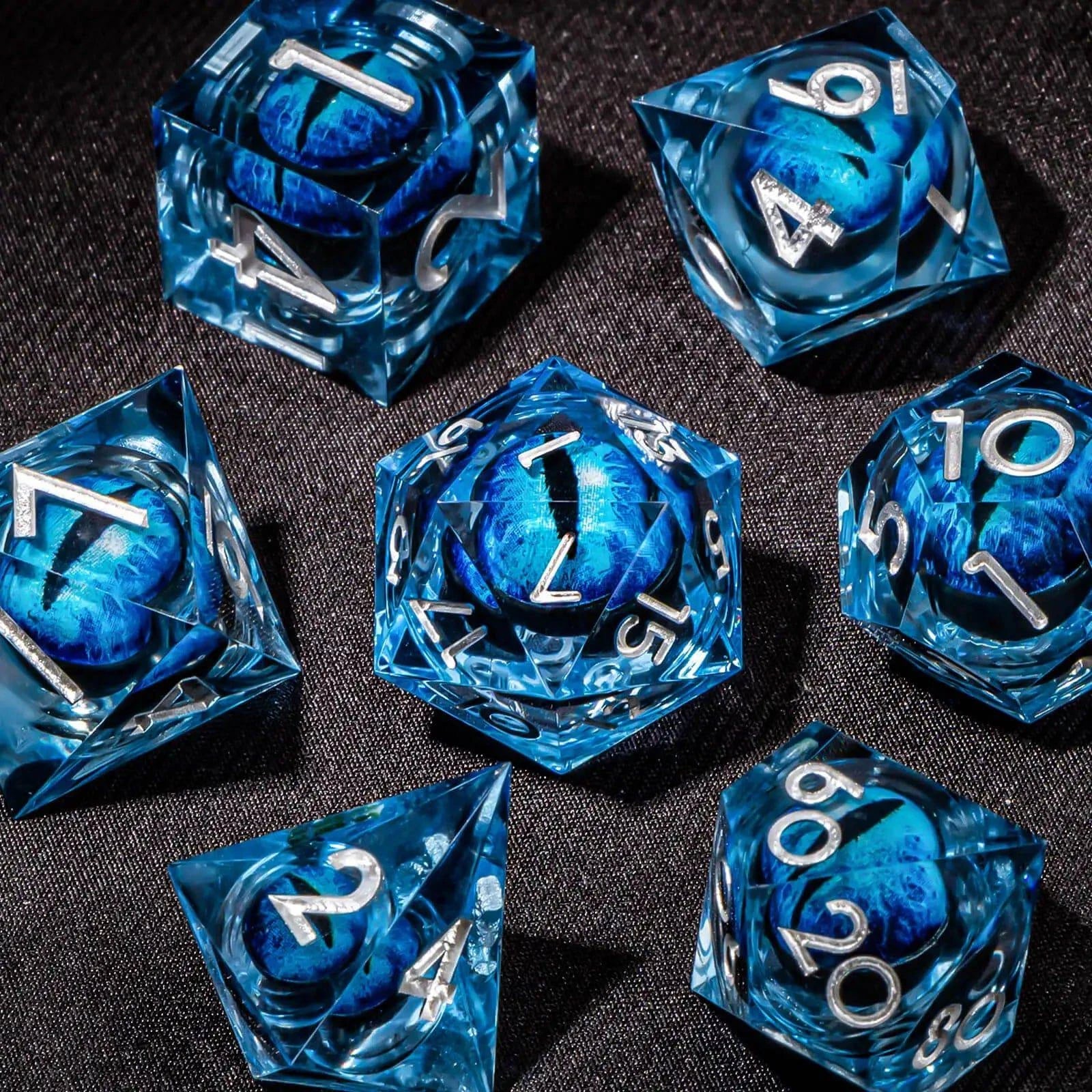 D and D Flowing Sand Sharp Edge Dragon Eye Dnd Resin RPG Polyhedral D&D Dice Set For Dungeon and Dragon Pathfinder Role Playing