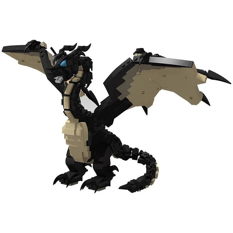 Black Dragon Building Kit with Articulated Wings and Tail - 704 Piece Set for Imaginative Castle Adventures