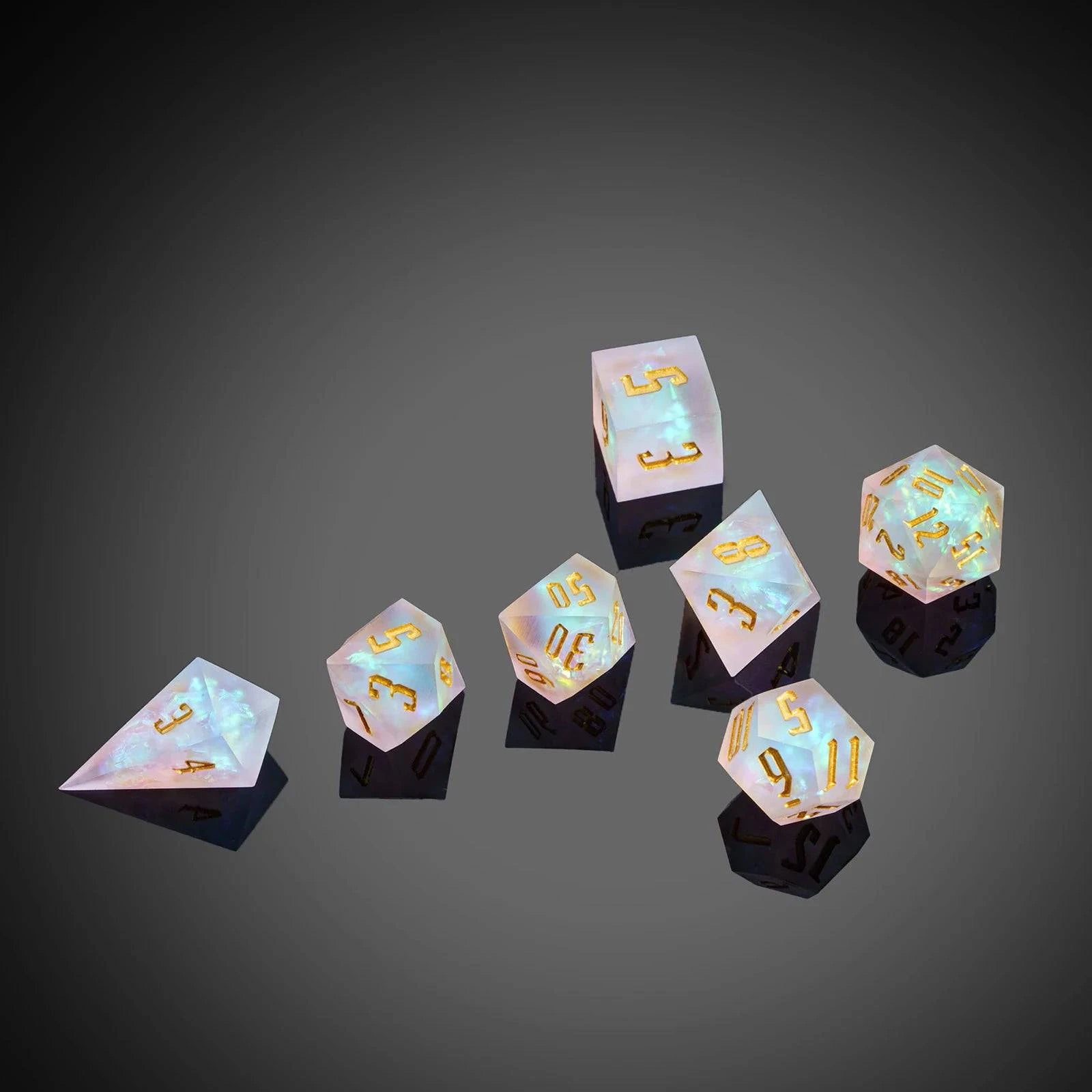 CRITALLIC-Frost Sharp Edges Dice,7Pcs D & D Dice with Unique D4, Handcrafted Polyhedral Dice Set, Role Playing Game, Pathfinder - The Adventurer's Chest