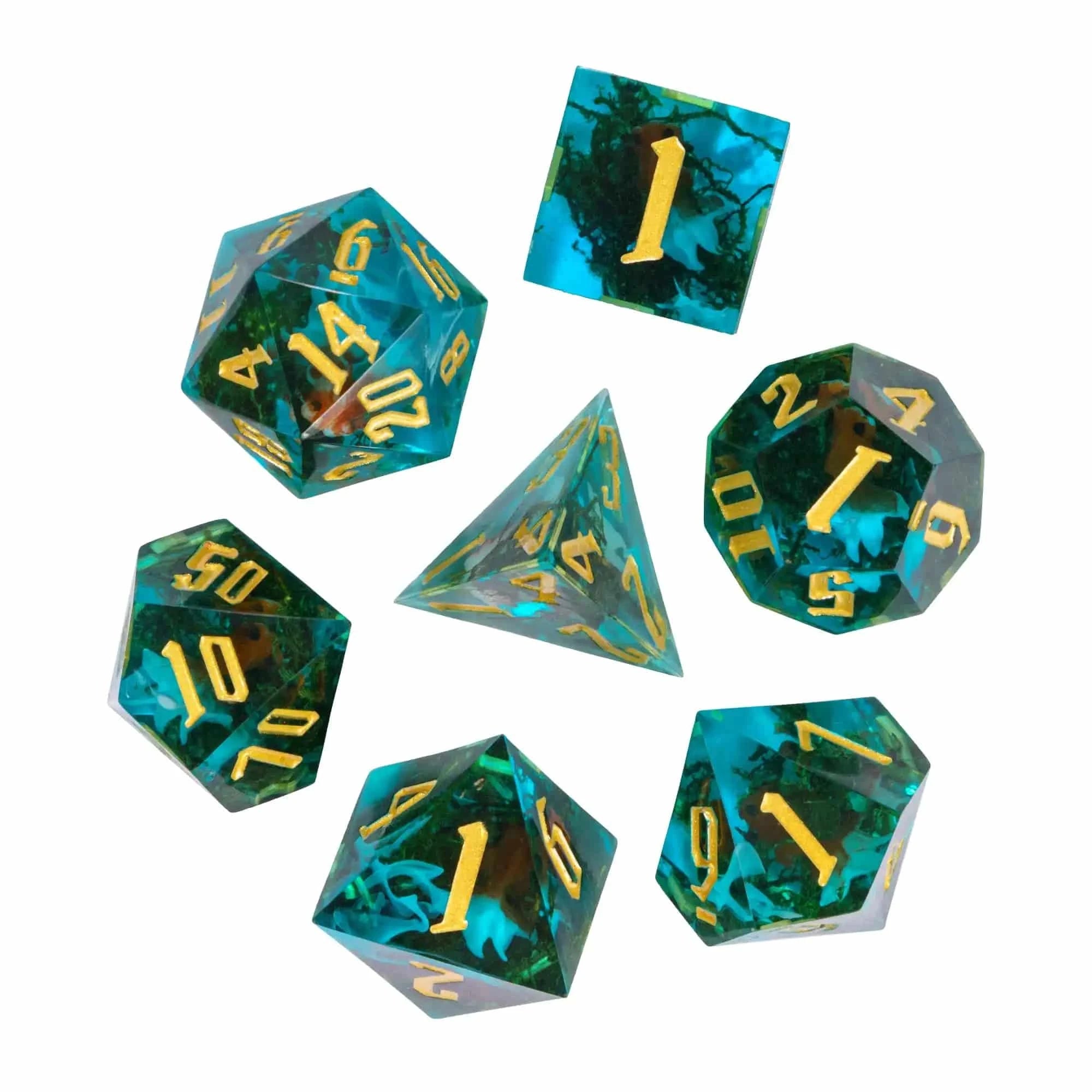 Cusdie DND Sharp Edges Dice with Filler Multiple styles 7Pcs D&D Handcrafted Polyhedral Dice Set for Role Playing Board Games - The Adventurer's Chest