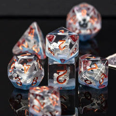 Cusdie DnD Dragon Head Dice Set 7Pcs Resin D4 D6 D8 D10 D% D12 D20 D&D Polyhedral Dice for Role Playing Game Table Games - The Adventurer's Chest