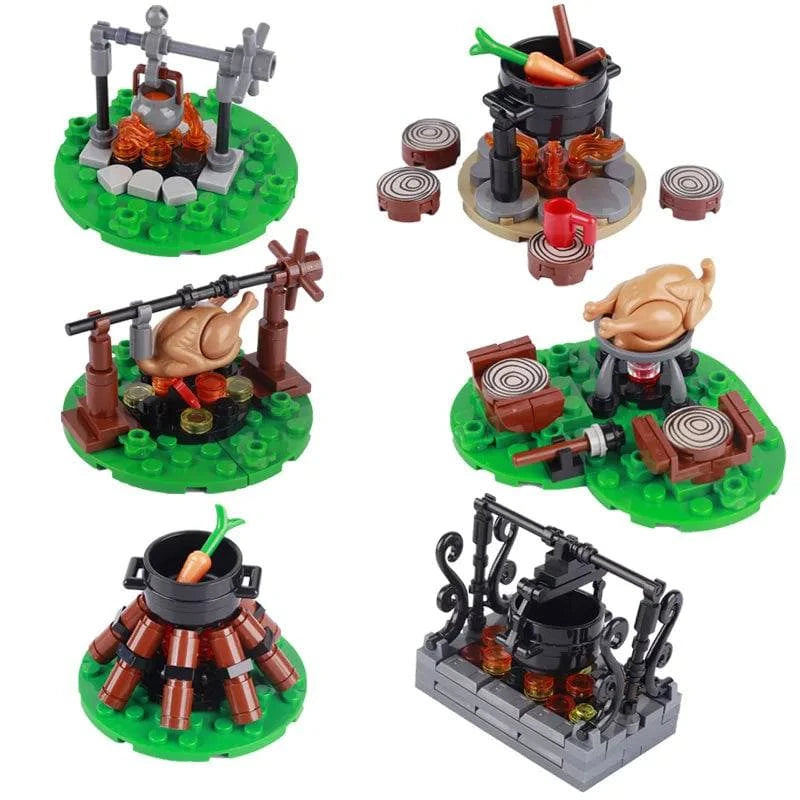 Medieval Castle Building Blocks Set with Kitchen, Bedroom, Dining Room, and Soldier Figures - Creative Assembly Toy