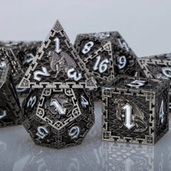 DND Metal Dice Set for Dungeon and Dragon Pathfinder RPG 6 Sided Polyhedral D&D Dice Role Playing Dice D20 D12 D10 D8 D6 D4 - The Adventurer's Chest