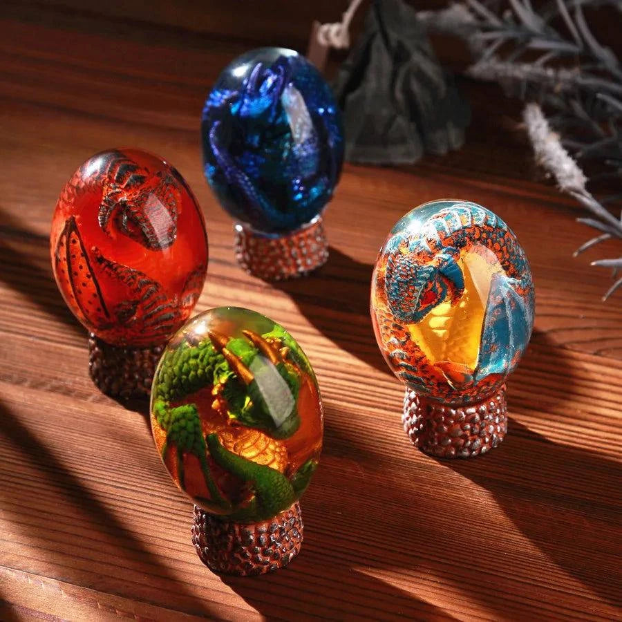 Luminous Dragon Egg: Enchanted Lava Dinosaur Resin Sculpture for Adventurers and Collectors - The Adventurer's Chest