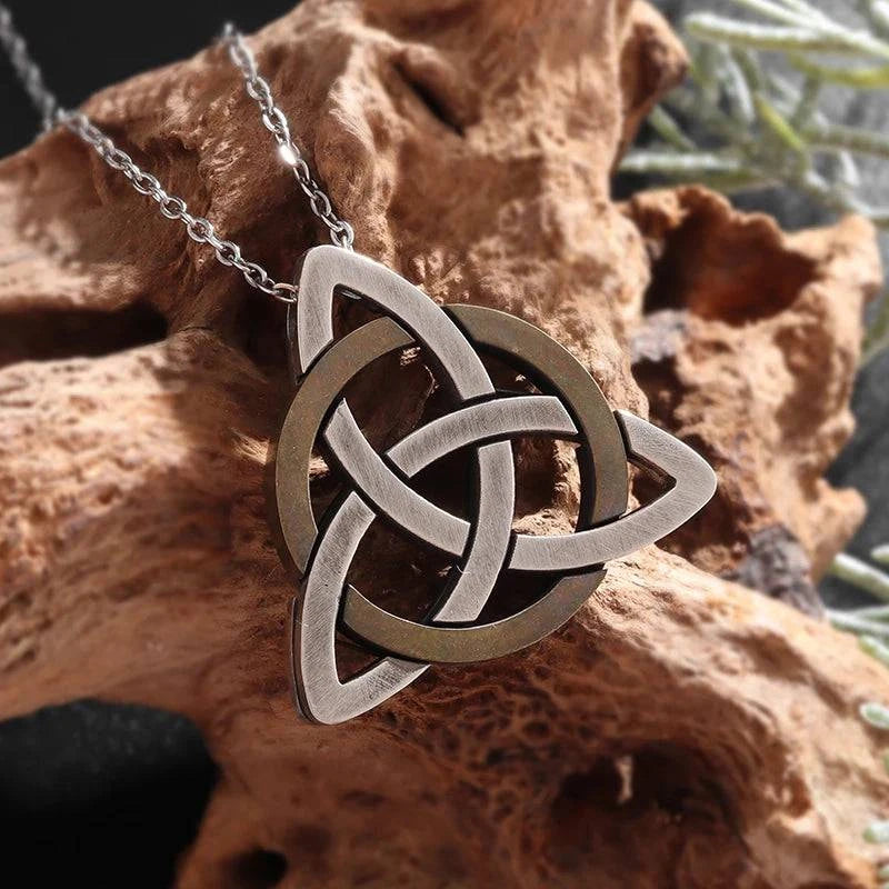 Mystical Celtic Knot Amulet Pendant - Unisex Stainless Steel Necklace for Adventurers - The Adventurer's Chest