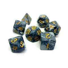 7 Pcs Dices Set Gray Grey Gold Digital Games Dice 16 18 20mm Numbers of D4 D6 D8 D10 D% D12 D20 Polyhedral for DND Playing TRPG - The Adventurer's Chest