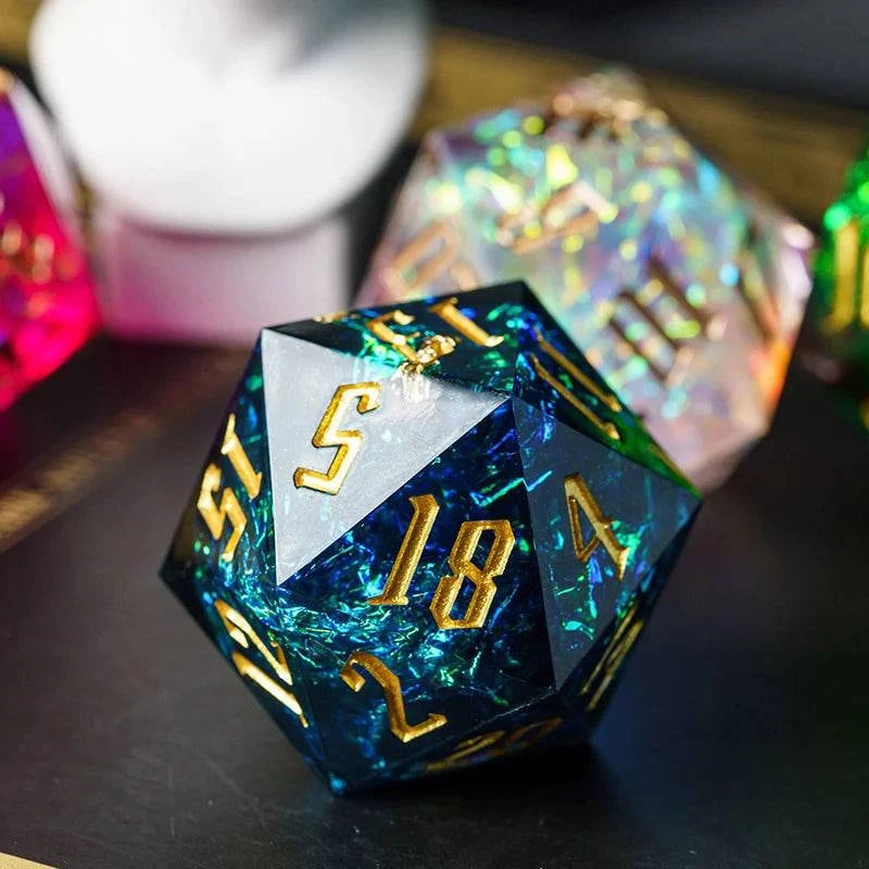 33mm D20 Dice Rainbow Film Dice for Role Playing Game Single D20 Polyhedral RPG Dice, D & D, Bar, Pub, Party Accessories - The Adventurer's Chest