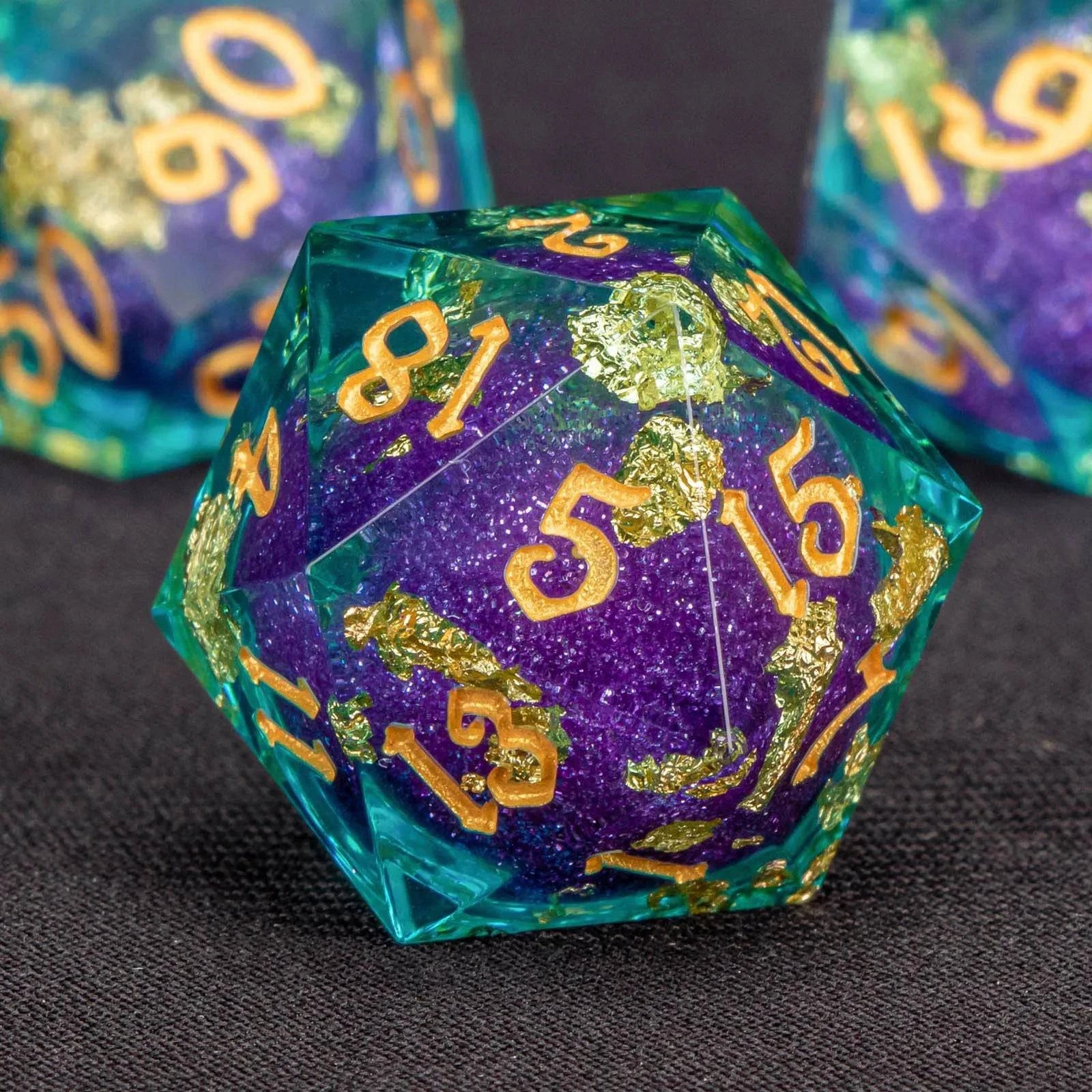 DnD Liquid Core Resin Dice for Dungeons and Dragons, Sharp Edge Resin Dice Polyhedral Dice Gift, D&D Dice RPG Dice, D20 Dice - The Adventurer's Chest