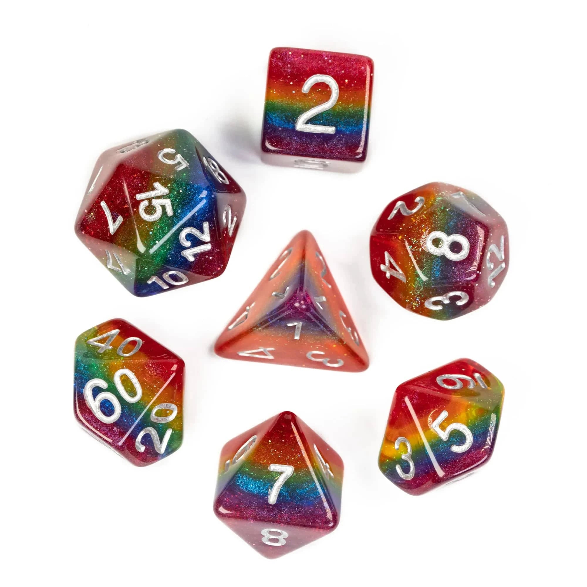 Cusdie 7Pcs Pride Flag Dice DND Trans-Pride D&D Dice Multicolor D4-D20 Polyhedral Dice Set for Role Playing Game Board Games - The Adventurer's Chest