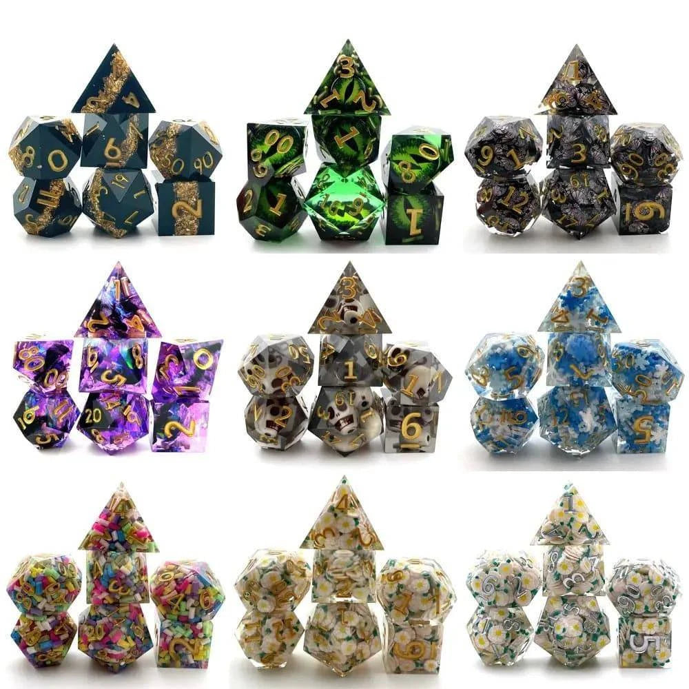 7Pcs Polyhedral Resin Dice Set Dices Table Games Accessory D6 D8 D10 D12 D20 For D&d DND - The Adventurer's Chest