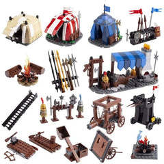 Medieval Castle Siege Building Set with Guard Tower, Carriage, and Stable - Bricks Toy for Boys Ages 14+