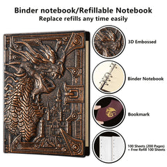 3D Dragon Embossed Leather DND Campaign Journal - Ultimate Dungeons & Dragons RPG Notebook for Players & GMs - The Adventurer's Chest