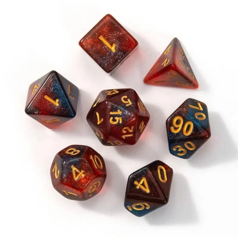 7pcs/lot Polyhedral Dice D4 D6 D8 D% D10 D12 D20 Table Games Digital Dice Entertainment Party Board Game Double Colors Dice Set - The Adventurer's Chest