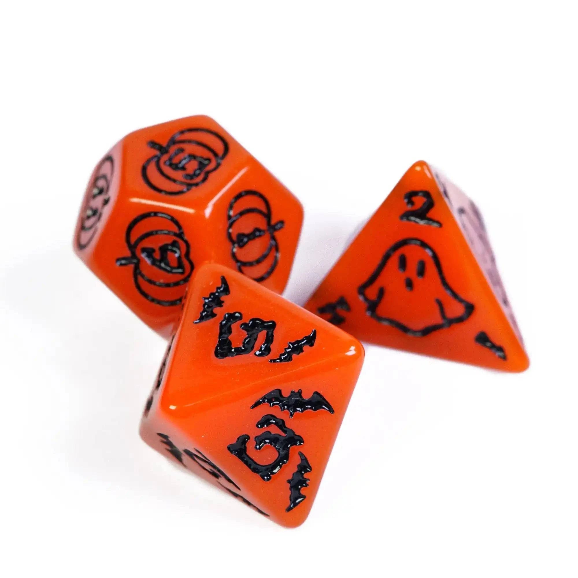 Cusdie Halloween Dice DND 7Pcs Resin D&D Dice Pumpkin Bat Ghost D4-D20 Polyhedral Dice for Role Playing Board Game Lover Gift - The Adventurer's Chest