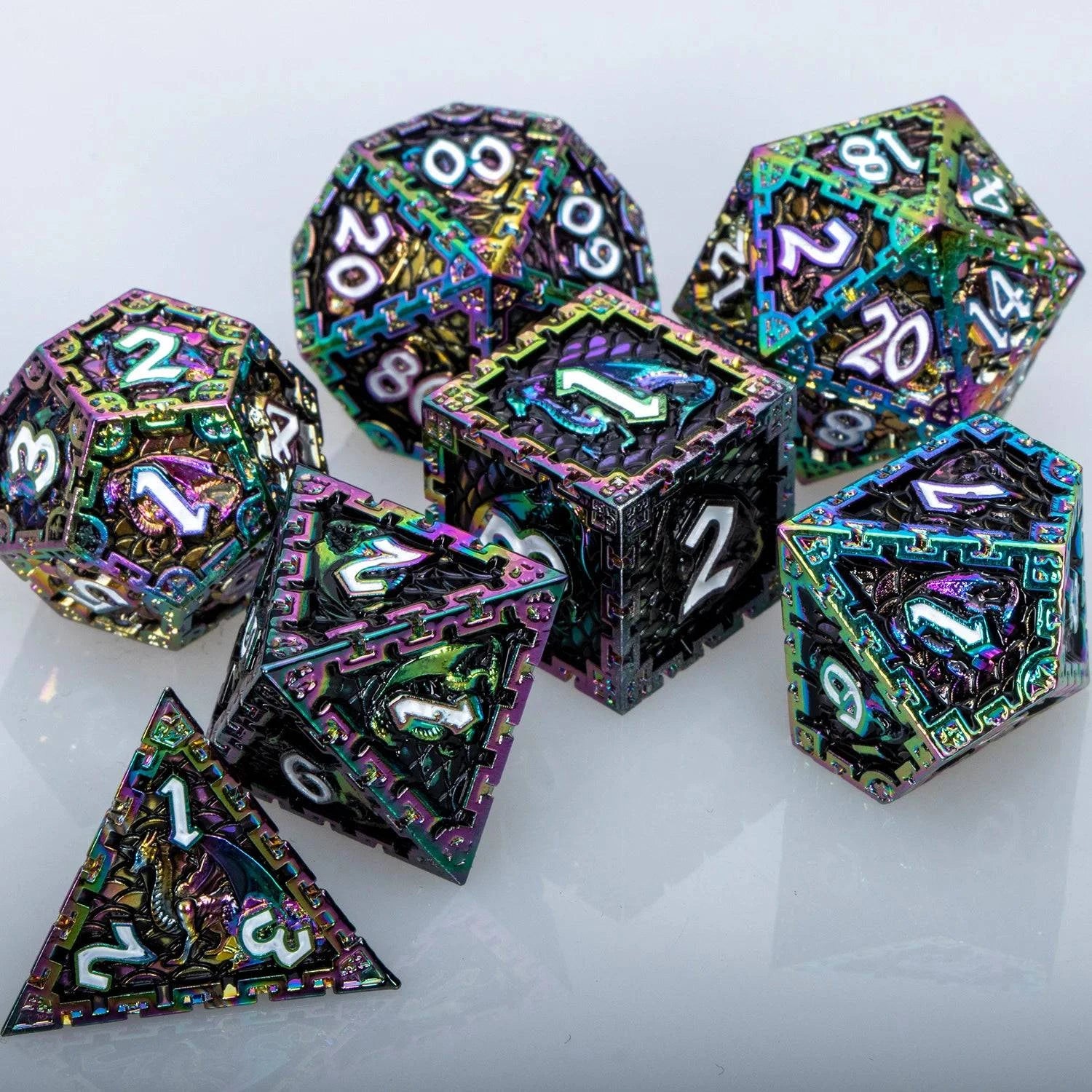 DND D20 Dice Set Dungeon and Dragon Metal Polyhedral D&D Dice for  Pathfinder RPG Roll Playing Game D20 D12 D10 D8 D6 D4 - The Adventurer's Chest