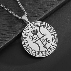 Arcane Enchantment Circle Pendant Necklace - Unisex Stainless Steel Amulet for Daily Questing - The Adventurer's Chest