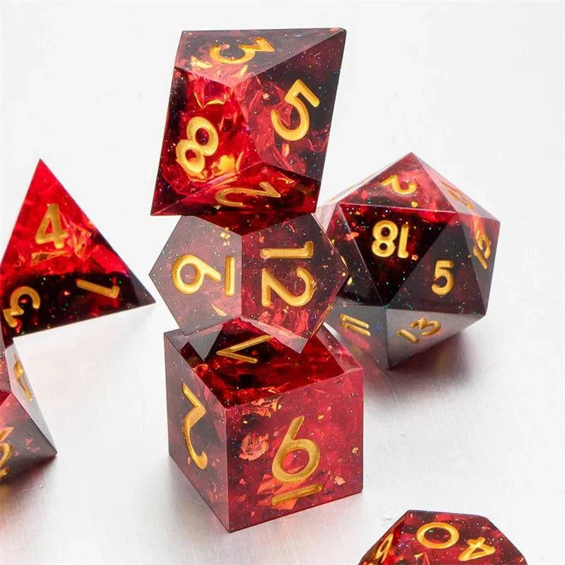 DnD Handmade Death Volcano Dice Set for Dungeons and Dragons, D&D Full Set Sharp Edge Resin Dice, Role Playing Games - The Adventurer's Chest