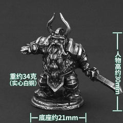 Armored Metal Dwarf Soldier Figurine - Miniature Warrior with Sword and Bow for DIY Decoration