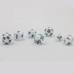 7pcs/lot White Dice Set Entertainment Party Board Game Polyhedral Dice D4 D6 D8 D10 D12 D% D20 Table Game Acrylic Digital Dice - The Adventurer's Chest