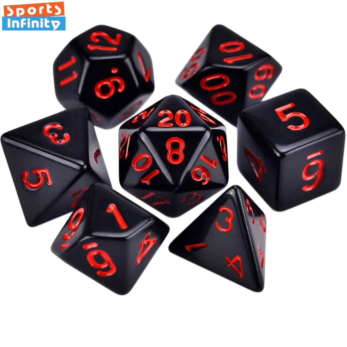 7 Pcs Lot Black Red Dices Set Double Colors Polyhedral Numbers Dice Kit of D4 D6 D8 D10 D% D12 D20 for DND TRPG RPG Board Games - The Adventurer's Chest