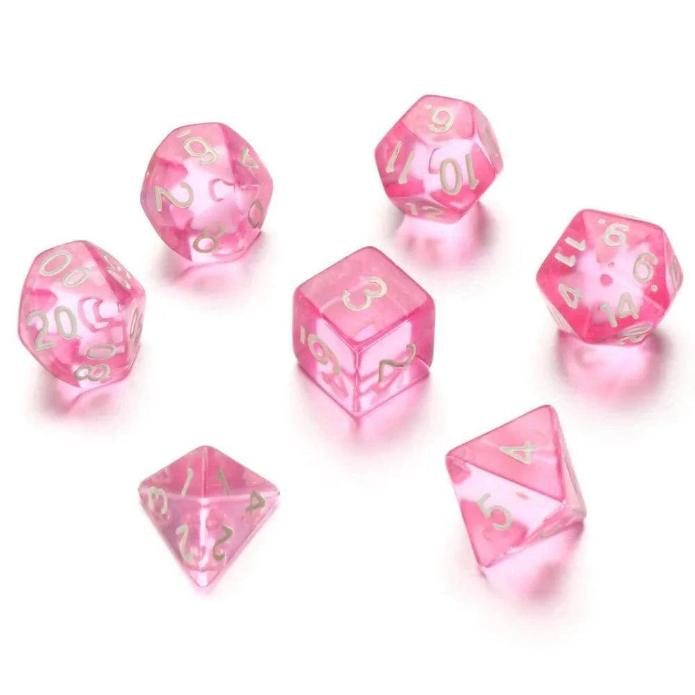 7 Pcs Set Clear Pink Dice Numbers D4 D6 D8 D10 D Percentage D12 D20 Polyhedral Dices Kit for DND COC TRPG RPG Board Games Party - The Adventurer's Chest