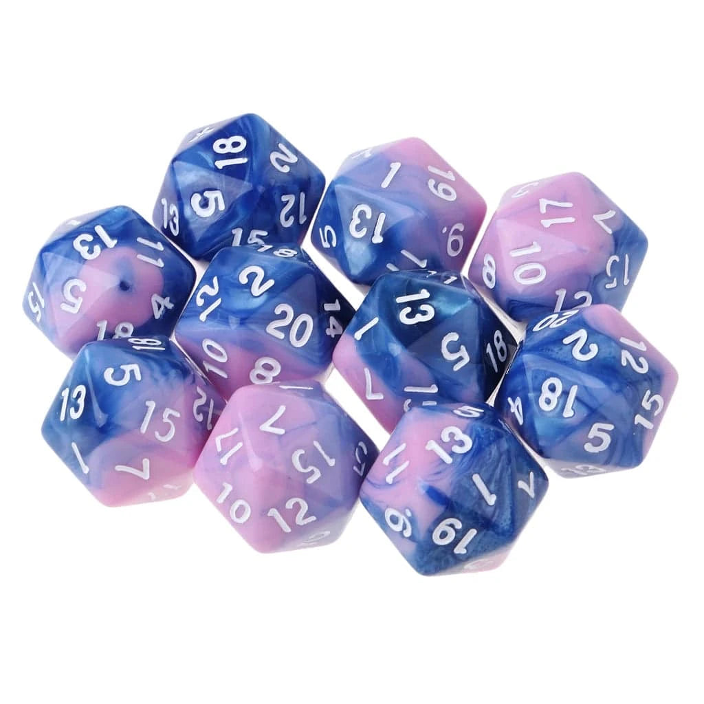 10pcs 20 Sided D20 Dice Polyhedral Dices Numbers Dials Desktop for D&D Games 16mm DND RPG MTG Dice Family Party Kids Game House - The Adventurer's Chest