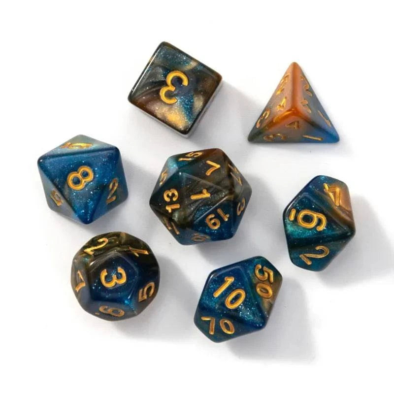 7pcs/lot Polyhedral Dice D4 D6 D8 D% D10 D12 D20 Table Games Digital Dice Entertainment Party Board Game Double Colors Dice Set - The Adventurer's Chest