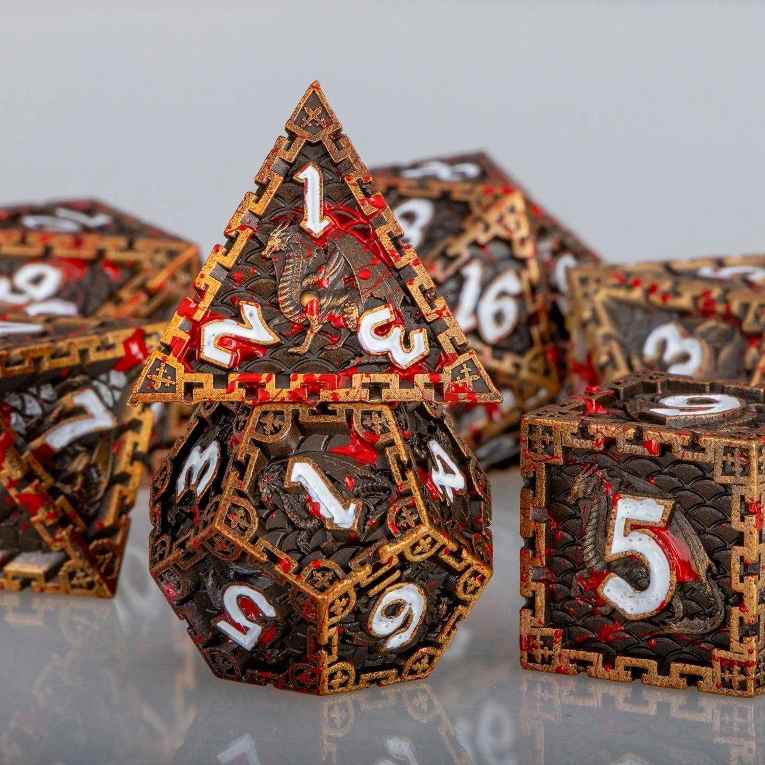 D&D Dungeon and Dragon DND D20 Dice Set Role Playing Game Metal Polyhedral Dice Set for RPG Board Games D20 D12 D10 D8 D6 D4 - The Adventurer's Chest