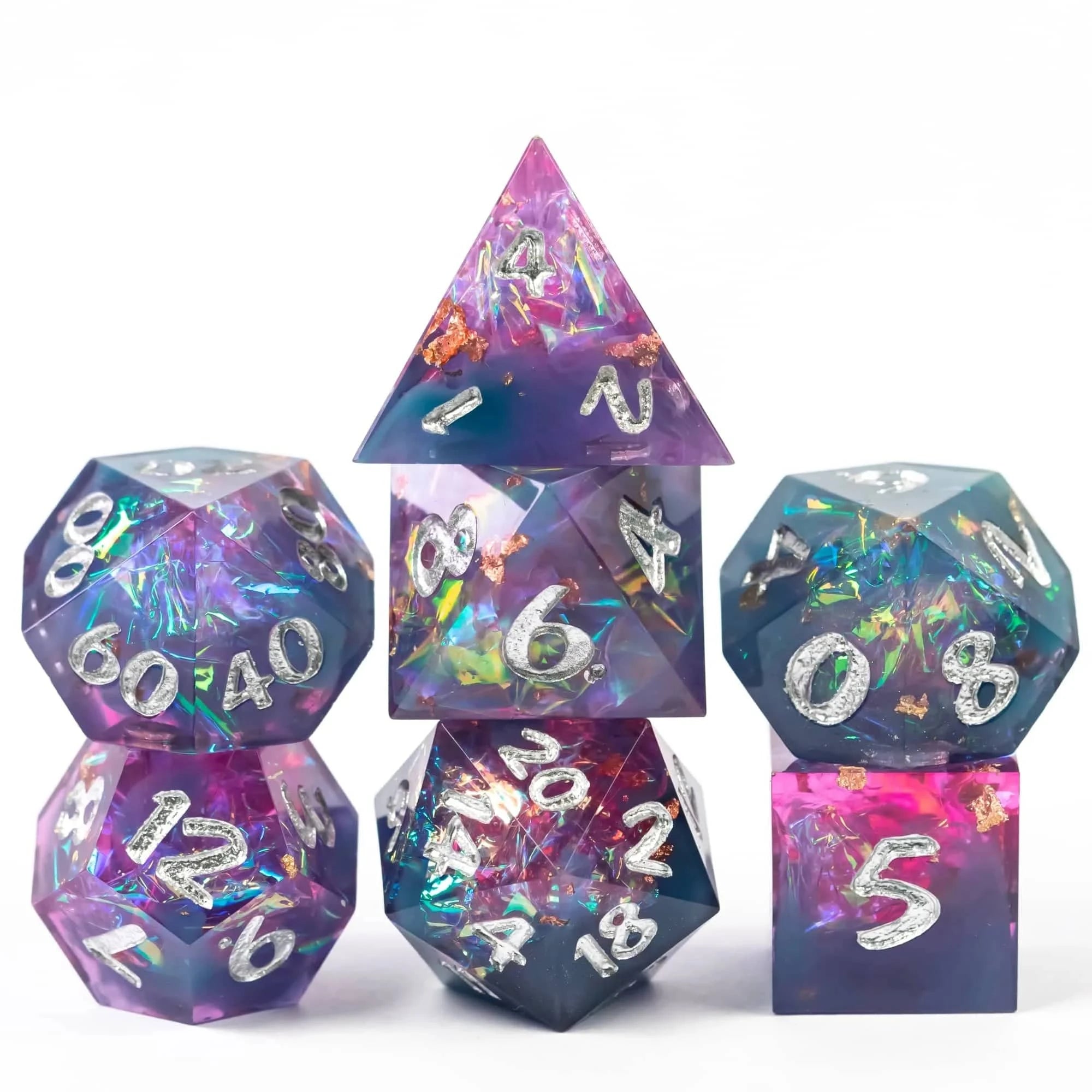 CRITALLIC-Polyhedral D & D Dice Set for Dungeons and Dragons,7Pcs Sharp Edges Dice, Role Playing Game, Board Game, Pathfinder - The Adventurer's Chest