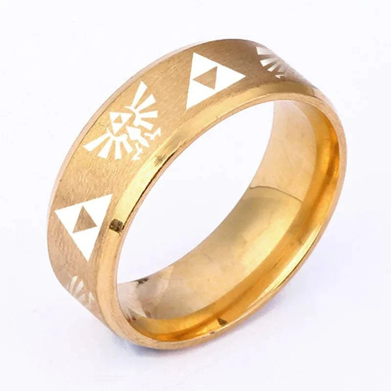 BAECYT Triforce Triangle Symbol Stainless Steel Band Ring for Cosplay and Party - Unisex Jewelry