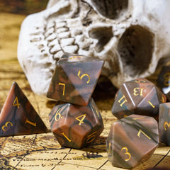 Cusdie Handmade Amethyst Dice 7Pcs 16mm Polyhedral Stone Dice Set with Leather Box Gemstone D&D Dices for Collection RPG - The Adventurer's Chest