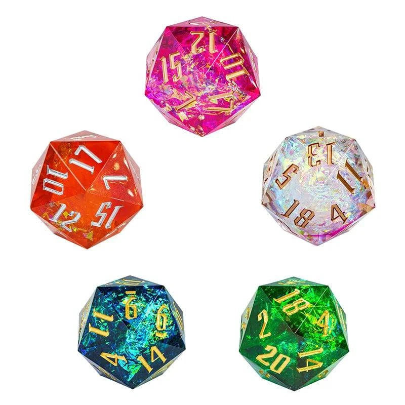 33mm D20 Dice Rainbow Film Dice for Role Playing Game Single D20 Polyhedral RPG Dice, D & D, Bar, Pub, Party Accessories - The Adventurer's Chest