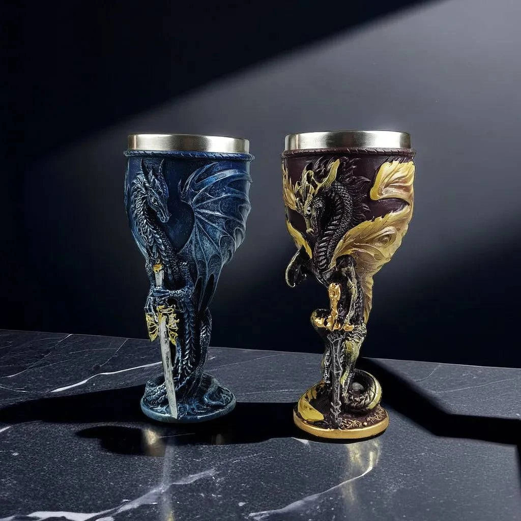 200ml 3D Dragon-Themed Stainless Steel & Resin Goblet Chalice for Wine, Beer, and Coffee - Perfect Gift for Dungeons & Dragons Fans