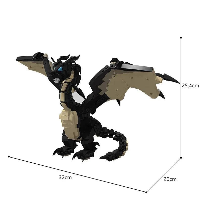 Black Dragon Building Kit with Articulated Wings and Tail - 704 Piece Set for Imaginative Castle Adventures