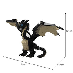 Black Dragon Building Kit with Articulated Wings and Tail - 704 Piece Set for Imaginative Castle Adventures