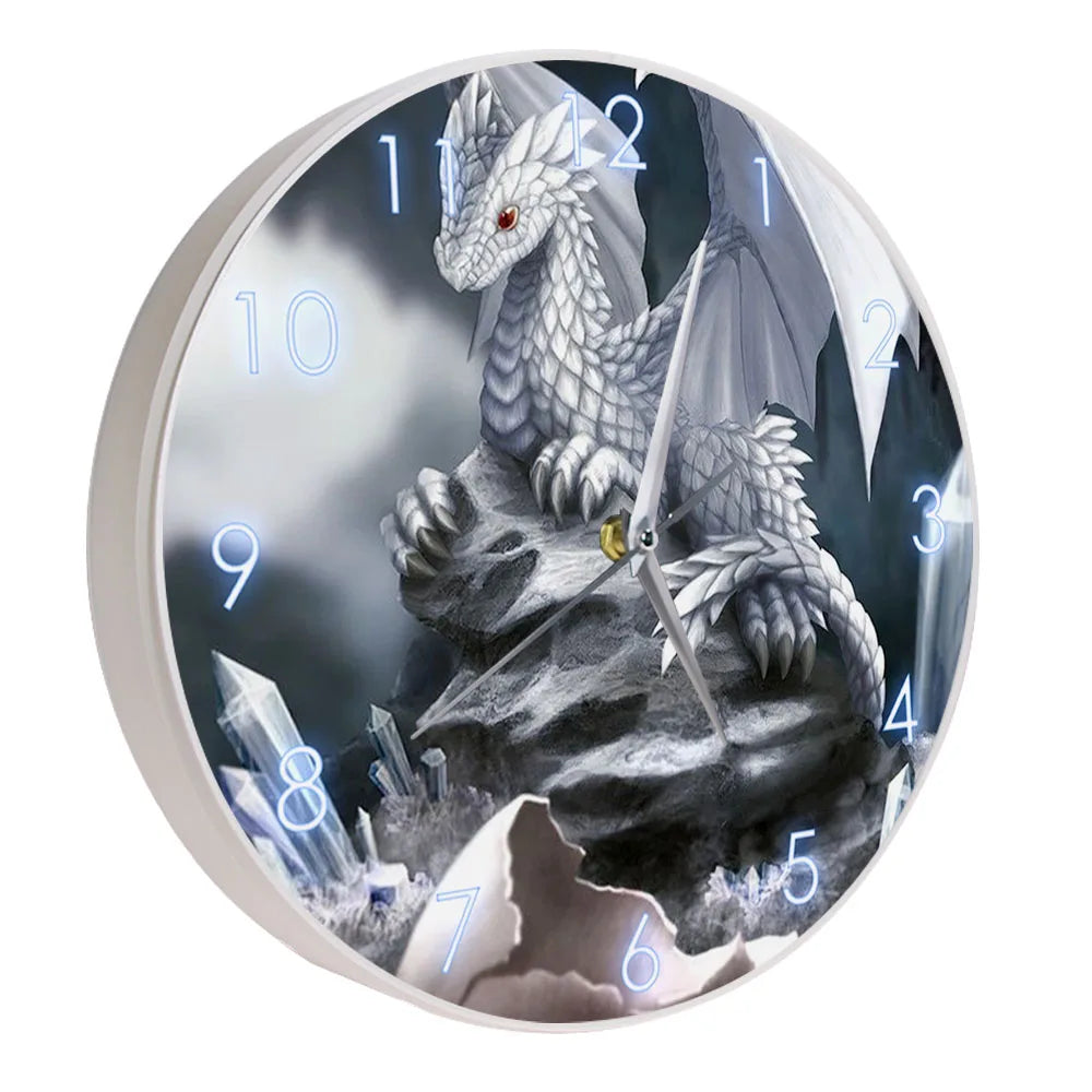 Enchanted Baby Dragon LED Wall Clock - Glow-in-the-Dark Fantasy Decor for Kids' Rooms