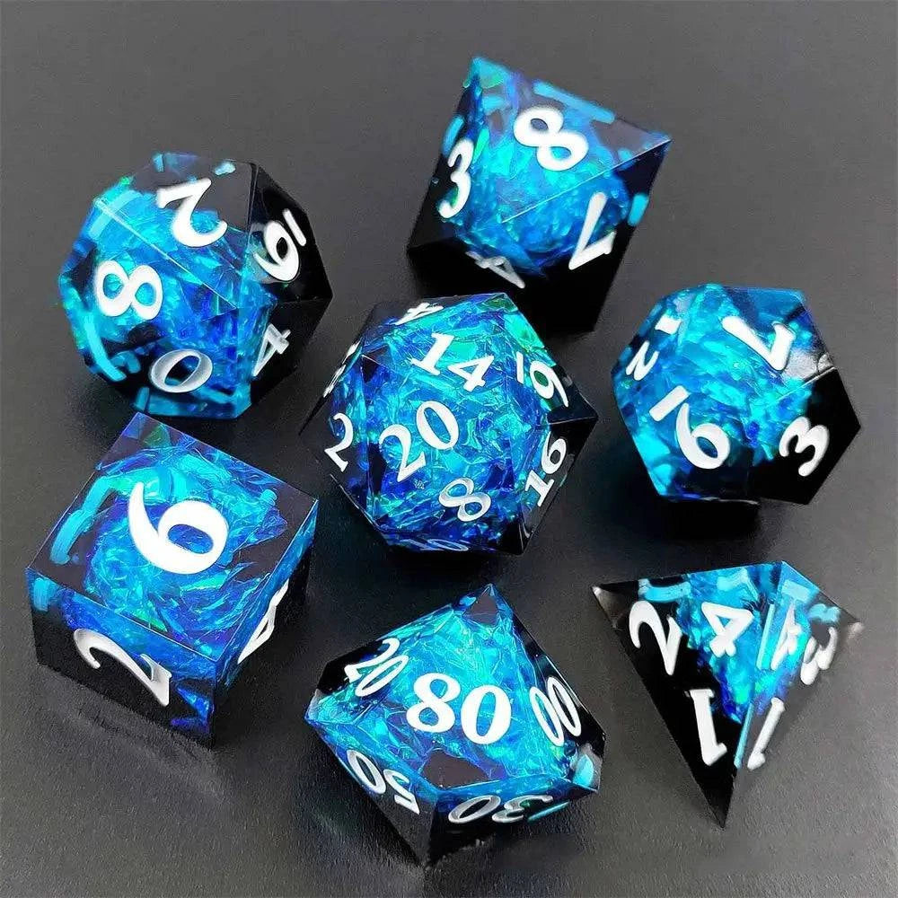 7Pcs Flowers Design Polyhedral Dice Set Transparent Resin Dices Hot Party Table Games Accessories D6 D8 D10 D12 D20 For D&d DND - The Adventurer's Chest