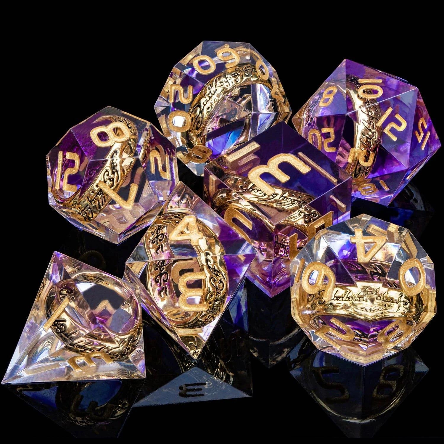 D&D Liquid Flow Core Dice & Liquid Activity Eye & Ring Sharp Edge D and D  Dungeon and Dragon Pathfinder Role Playing Games Dice - The Adventurer's Chest