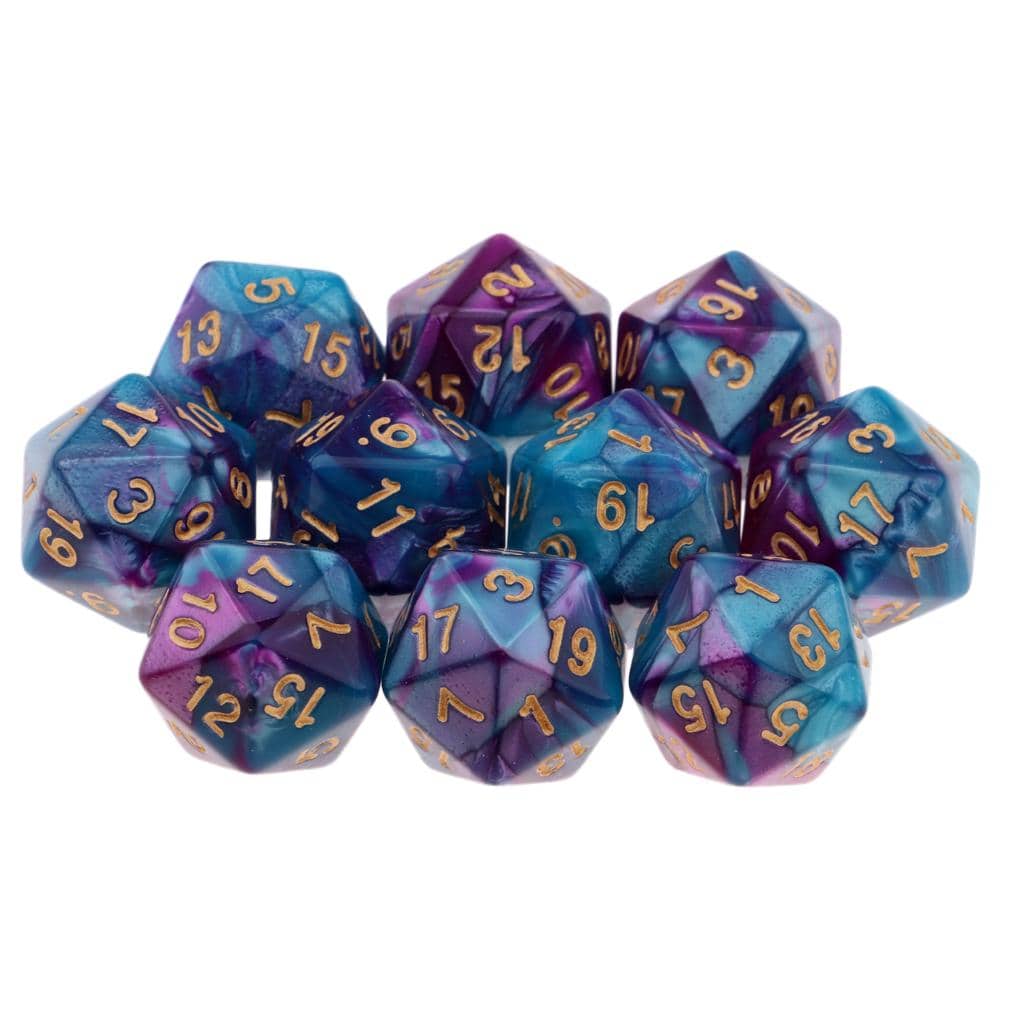 10pcs/Set D20 Colored Acrylic Polyhedral Dice 20-sided Dice Game Set Two-COLORS Swirl DND Dice Set for D&D TRPG Board Game Dice - The Adventurer's Chest