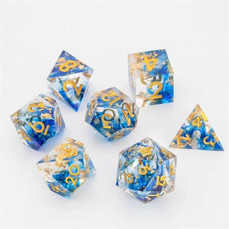 DnD Handmade Sharp Edge Resin Dice Set for TRPG, Polyhedral D&D Dice Set for dungeons and dragon, Resin D+D Dice for Board Games - The Adventurer's Chest