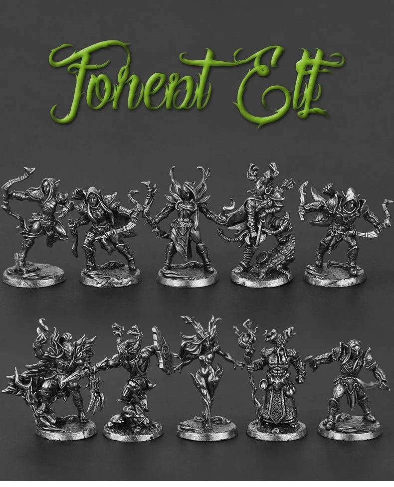 Ancient Armored Demon Warriors: Metal Miniature Models of Night Elves for DIY Collectors