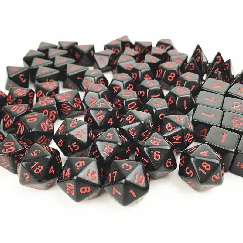 7 Pcs Lot Black Red Dices Set Double Colors Polyhedral Numbers Dice Kit of D4 D6 D8 D10 D% D12 D20 for DND TRPG RPG Board Games - The Adventurer's Chest