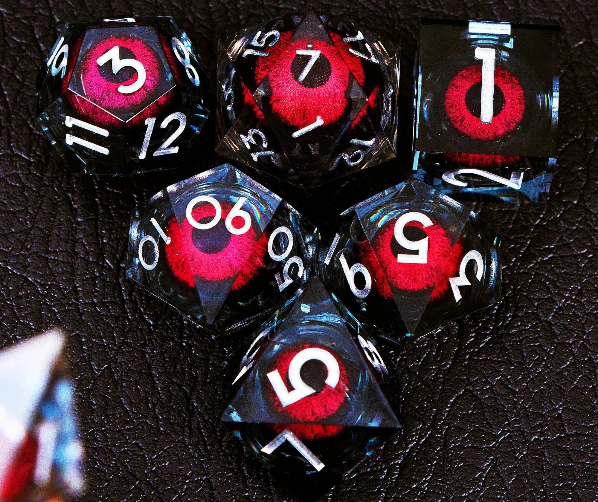 7PCS/Set Dnd Liquid Flow Eye Dice Set Ring Sharp Edge Polyhedral Dungeon and Dragon Pathfinder Role Playing Board Game D&D Dice - The Adventurer's Chest