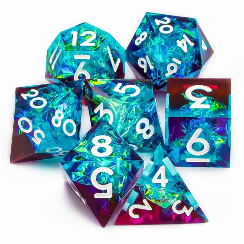 DnD Handmade Sharp Edge Resin Dice Set for TRPG, Polyhedral D&D Dice Set for dungeons and dragon, Resin D+D Dice for Board Games - The Adventurer's Chest