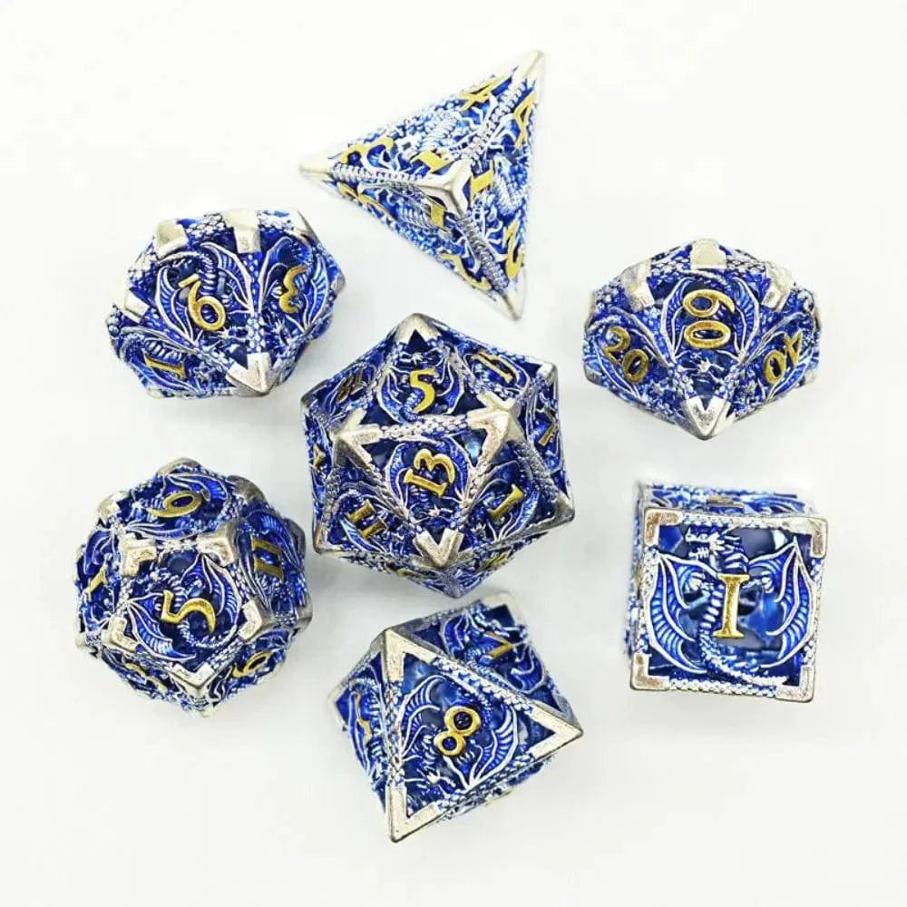 7pcs Hollow Metal Dice Set for DND Octopus Polyhedron Dice for RPG Board Game Pathfinder Metal Dice D4 D6 D8 D0 D% D12 D20 Dice - The Adventurer's Chest