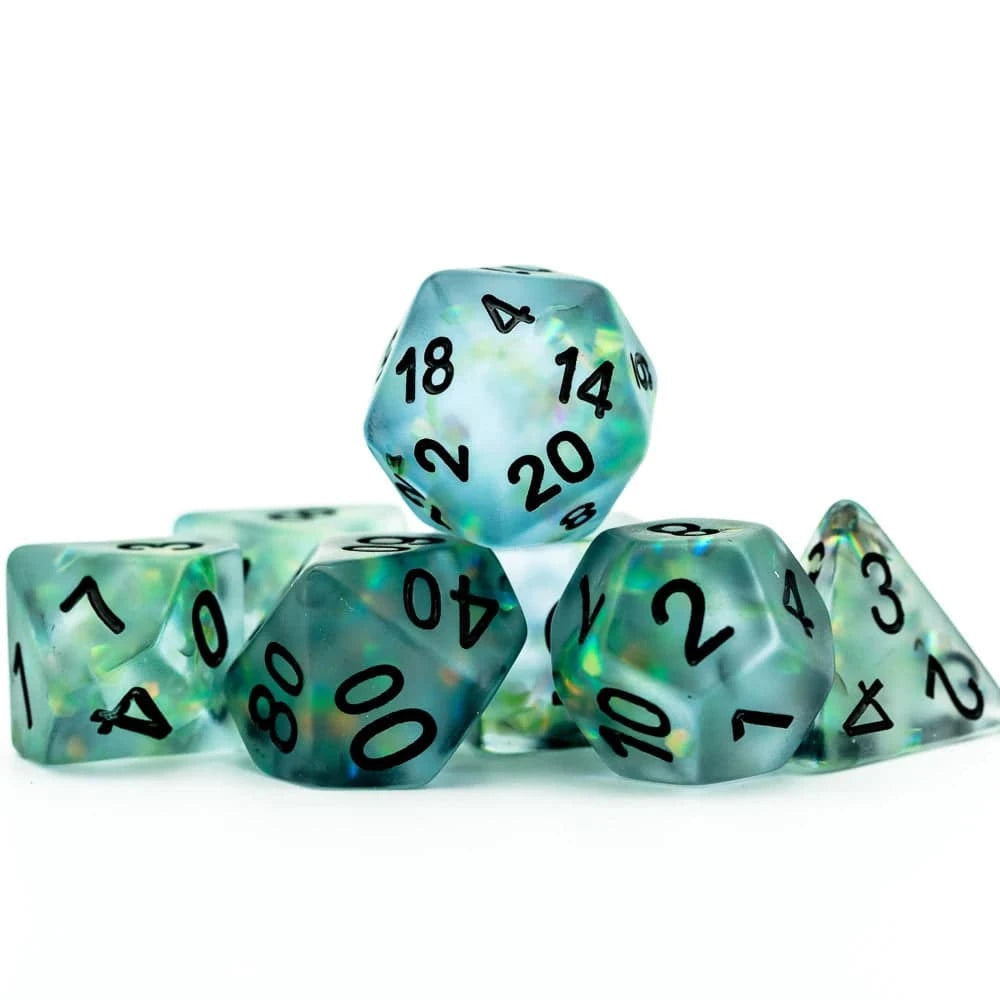 Cusdie Frosted Resin Dice Set 7Pcs Polyhedral Games Dice D4 D6 D8 D10 D% D12 D20 D&D Dice Set for Role Playing Game RPG - The Adventurer's Chest