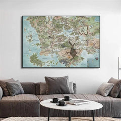 Forgotten Realms Dungeons & Dragons Canvas Map Art Print - HD Wall Decor for Gaming Enthusiasts